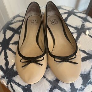 Saks Fifth Avenue Cream and Black Flats